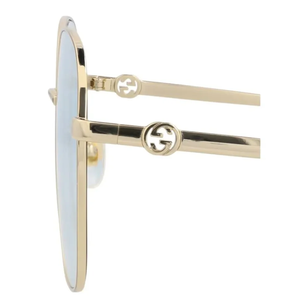 Gucci Square-Frame Metal Sunglasses Gold Womens